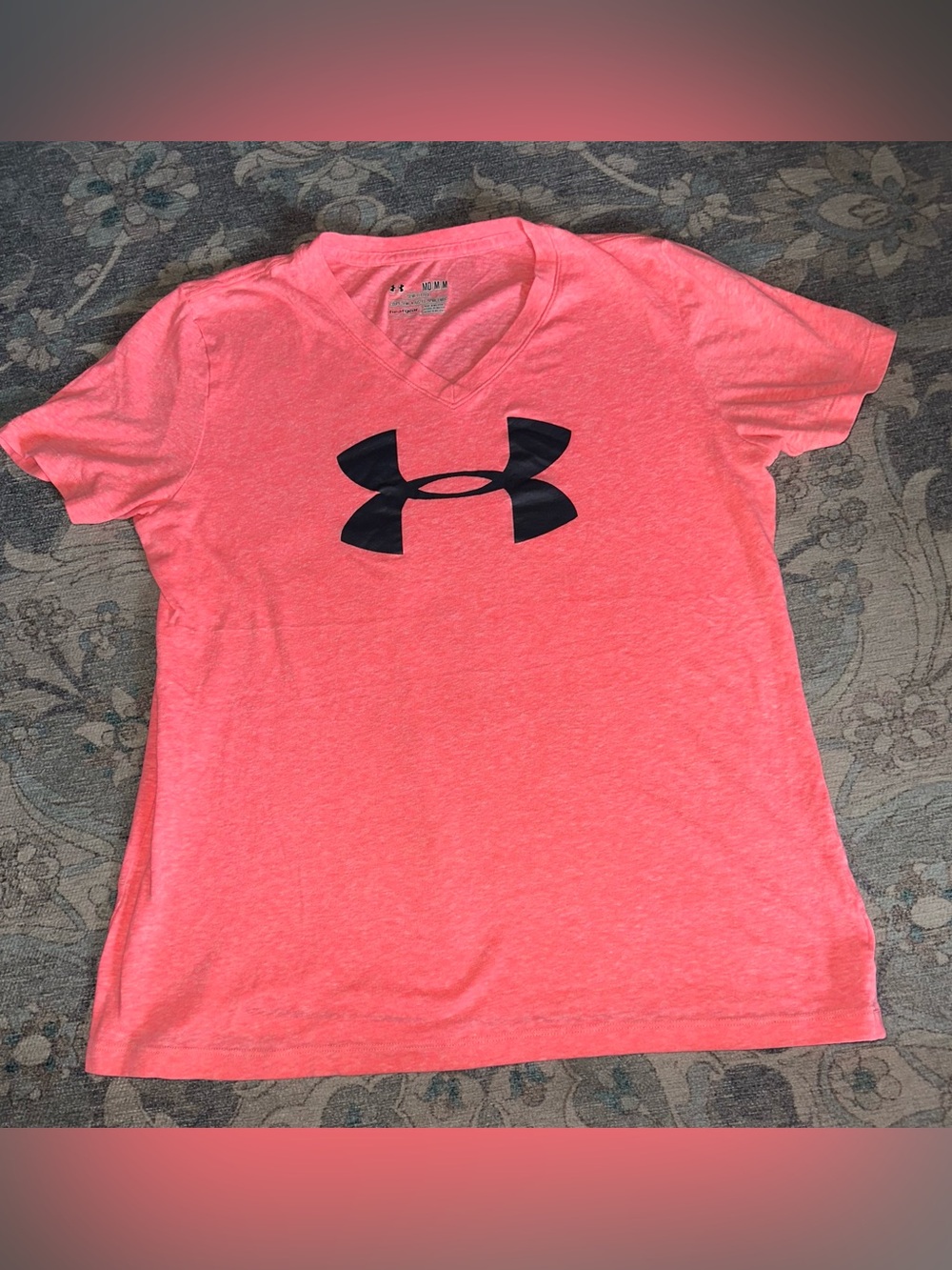 Women’s Under Armour Coral V-Neck Tee with Black Logo - Medium